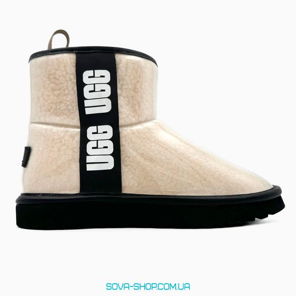 Жіночі зимові ботинки UGG Classic Clear Mini Natural/Black PREMIUM фото