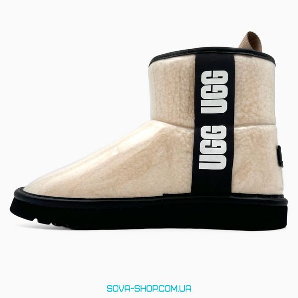 Жіночі зимові ботинки UGG Classic Clear Mini Natural/Black PREMIUM фото