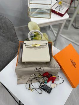 Жіноча сумка Hermes Kelly 25 Cream Togo Leather with Gold Hardware Premium фото