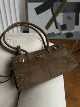 Жіноча сумка Prada Bonnie Medium Suede Handbag Haki Premium фото