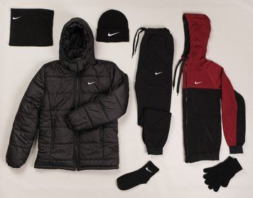 Мужской набор Nike: 6 в 1 ️Куртка + Спортивный костюм + шапка + бафф + перчатки + носки фото
