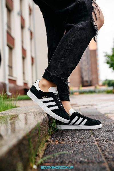 Жіночі та чоловічі кросівки Adidas Gazelle Black/White Uni фото