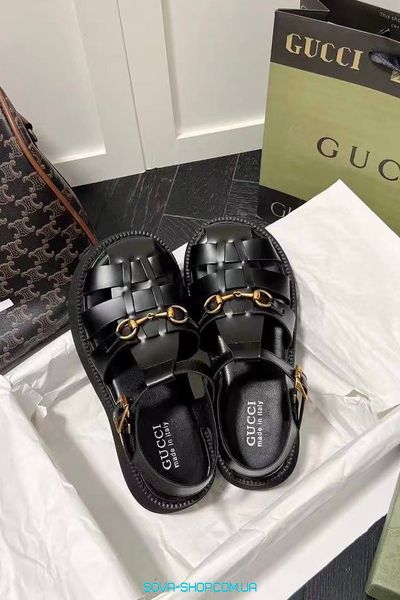 Жіночі шльопанці Gucci Leather Sandals Premium фото