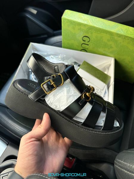 Женские шлепанцы Gucci Leather Sandals Premium фото