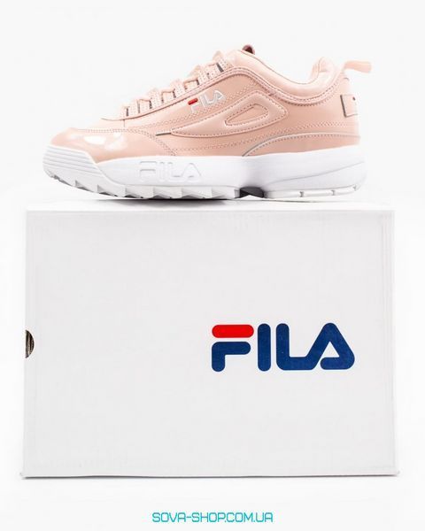 Жіночі кросівки Disruptor II Pink \ White Fila лакированная шкіра фото