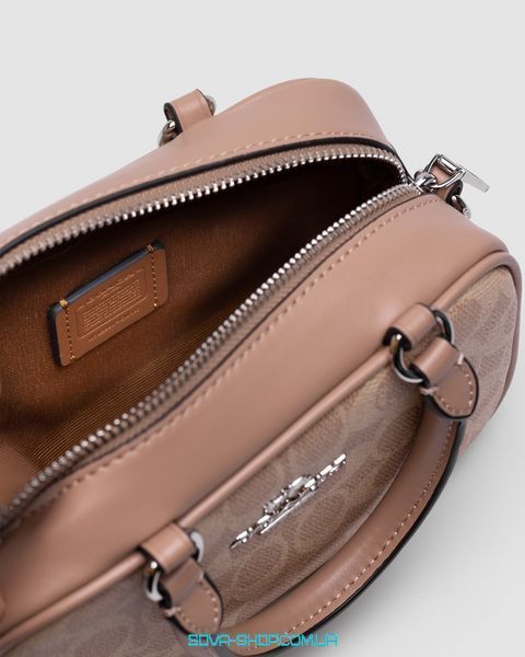 Жіноча сумка Coach Satchel Crossbody In Signature Beige Premium фото