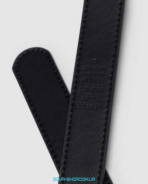 Ремінь Gucci Leather Belt With Double G Gold Buckle Premium фото