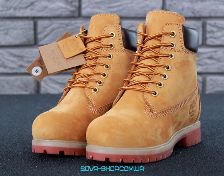 Зимові жіночі ботинки (Вовняне хутро) Timberland CLASSIC PREMIUM NUBUCK WATERPROOF YELLOW фото