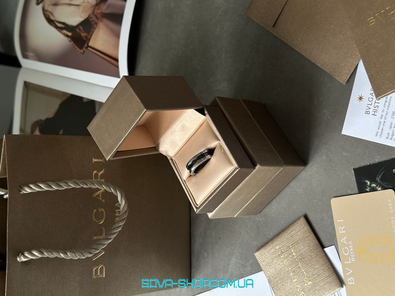 Каблучка Bvlgari B.zero1 Two-Band Ring 18K Rose Gold/Black Ceramic Premium фото