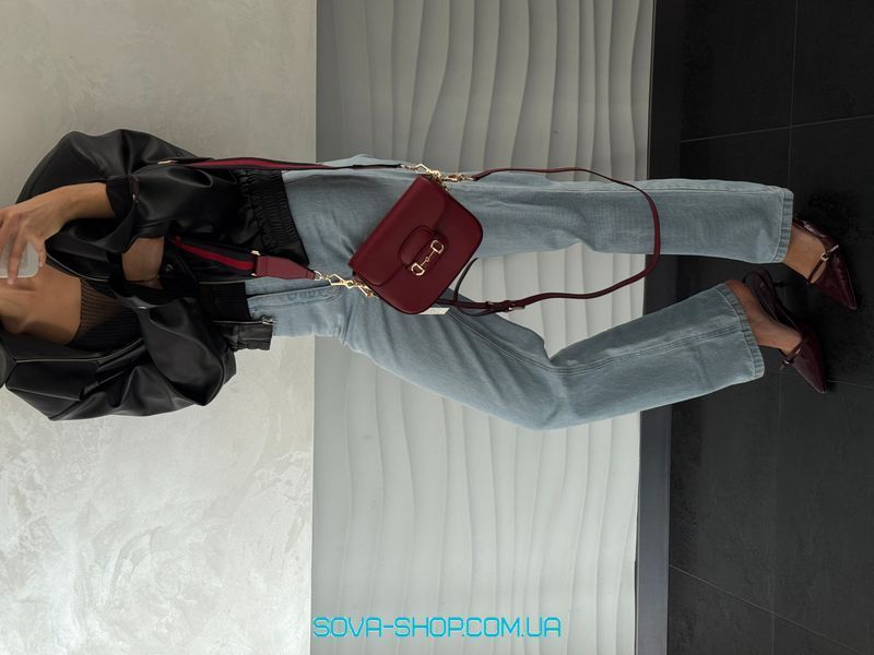 Жіноча сумка Gucci Horsebit 1955 Mini Bag Red Soft Premium фото