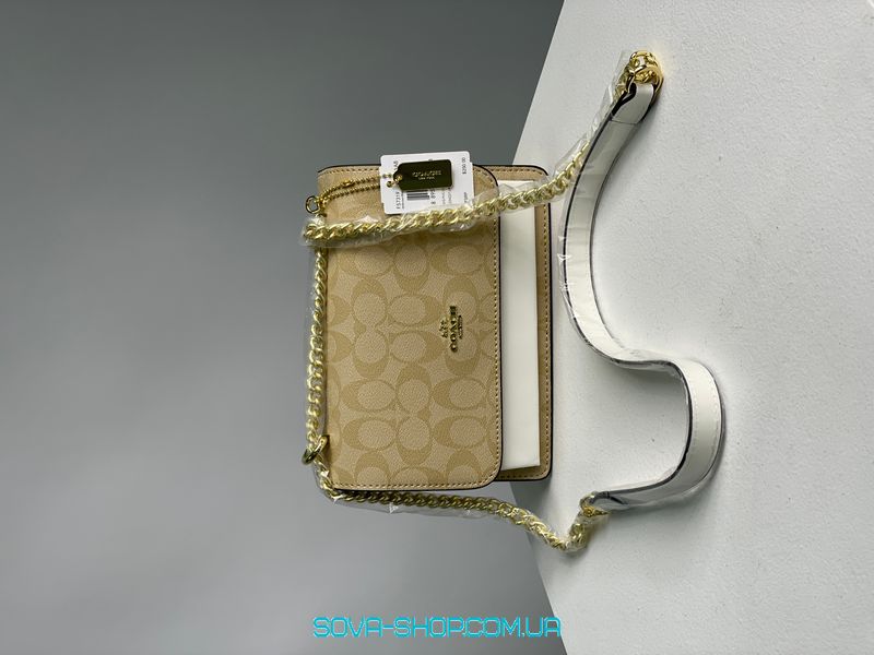 Жіноча сумка Coach Mini Klare Crossbody in Signature Canvas Beige/White Premium фото