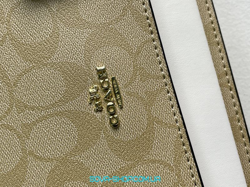 Женская сумка Coach Mini Klare Crossbody in Signature Canvas Beige/White Premium фото