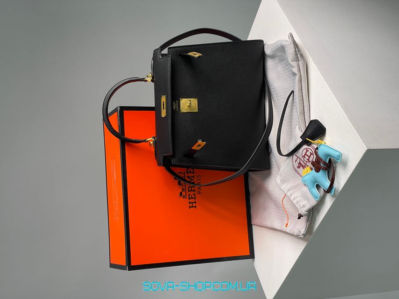 Женская сумка Hermes Kelly 25 Black/Gold Premium фото