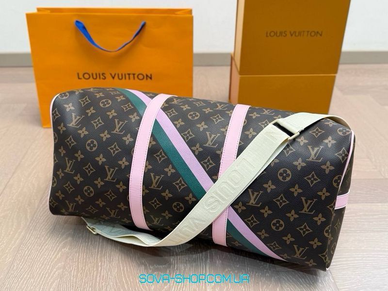 Женская сумка Louis Vuitton Keepall 50 Monogram Canvas with Pink Premium фото
