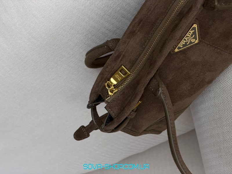 Жіноча сумка Prada Bonnie Medium Suede Handbag Haki Premium фото