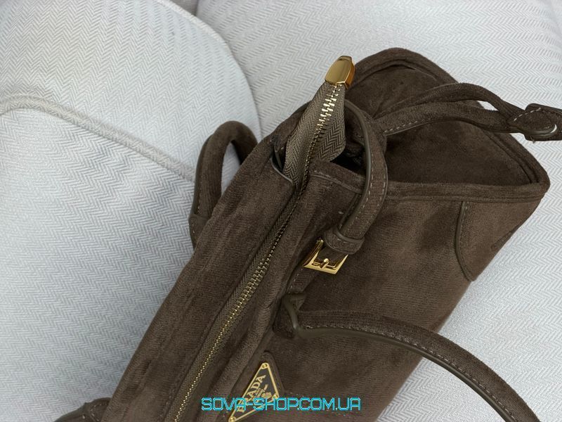 Жіноча сумка Prada Bonnie Medium Suede Handbag Haki Premium фото
