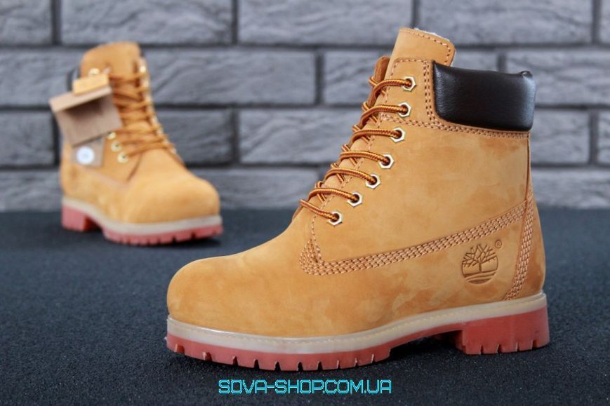 Зимові жіночі ботинки (Вовняне хутро) Timberland CLASSIC PREMIUM NUBUCK WATERPROOF YELLOW фото