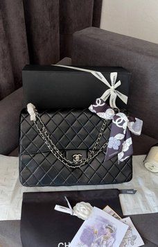 Жіноча сумка Chanel Maxi Flap Bag 40 in Silver Premium фото