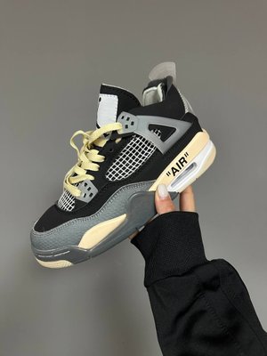 Чоловічі та жіночі баскетбольні кросівки Nike Air Jordan 4 Retro x OFF WHITE “ BLACK / BEIGE” premium фото