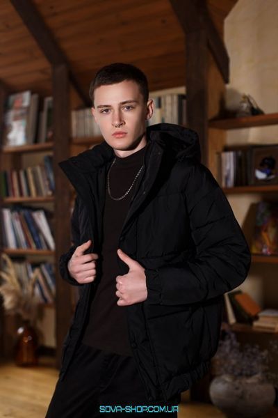 Топова чоловіча oversize куртка на зиму Колір: чорний фото