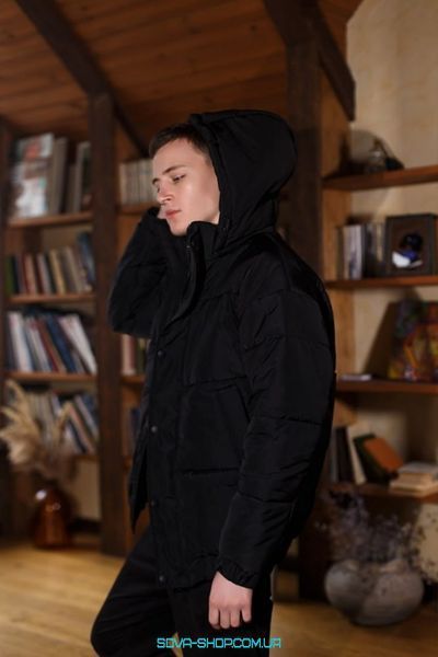 Топова чоловіча oversize куртка на зиму Колір: чорний фото