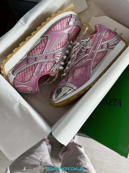 Жіночі кросівки Bottega Veneta Orbit Sneaker Gloss Silver/Pink Premium фото