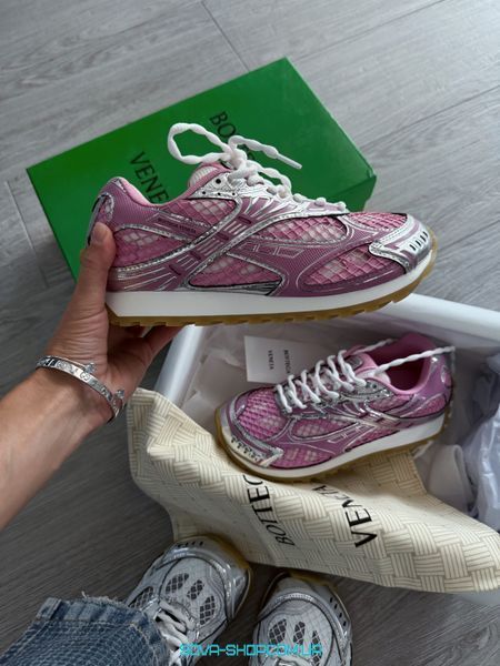 Жіночі кросівки Bottega Veneta Orbit Sneaker Gloss Silver/Pink Premium фото