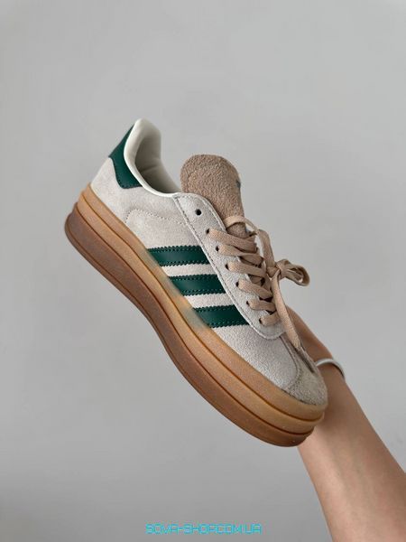 Жіночі кросівки Adidas Gazelle Bold Shoes Platform Cream Green Premium фото