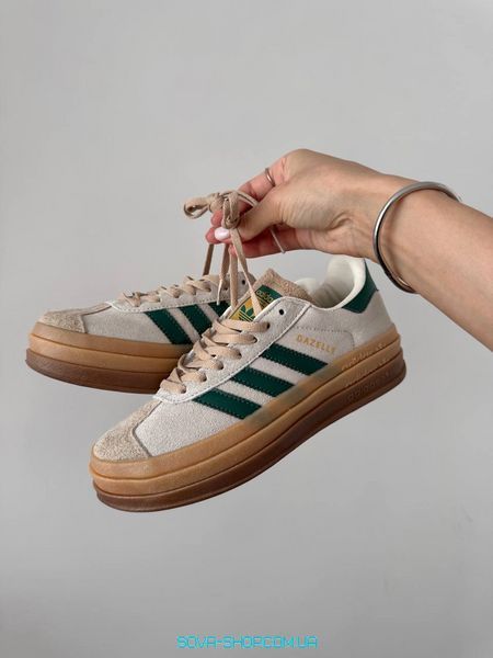 Жіночі кросівки Adidas Gazelle Bold Shoes Platform Cream Green Premium фото