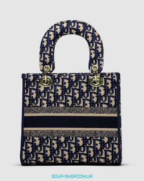 Жіноча сумка Christian Dior Medium Lady D-Lite Bag Blue/Beige Premium фото