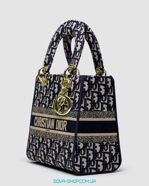 Женская сумка Christian Dior Medium Lady D-Lite Bag Blue/Beige Premium фото