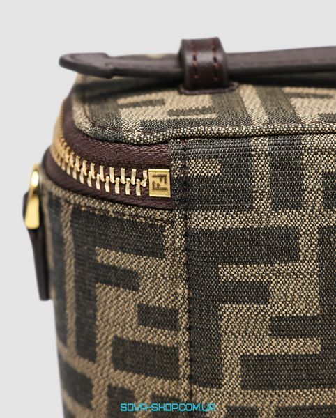 Жіноча сумка Fendi Vanity Tobacco brown FF jacquard fabric mini-bag Premium фото