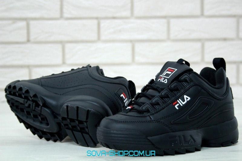 Чоловічі та жіночі кросівки Disruptor II Leather &laquo;Black/Black&raquo; Men Fila фото