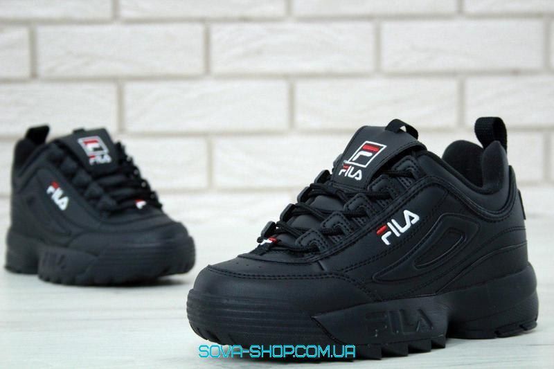 Чоловічі та жіночі кросівки Disruptor II Leather &laquo;Black/Black&raquo; Men Fila фото