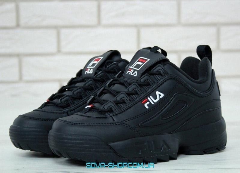 Чоловічі та жіночі кросівки Disruptor II Leather &laquo;Black/Black&raquo; Men Fila фото