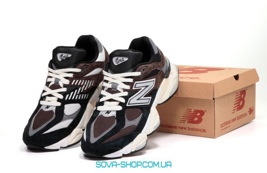 Мужские кроссовки New Balance 9060 Brown Black White фото