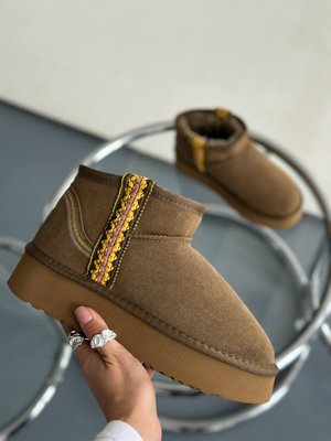 Жіночі зимові ботинки Ugg Ultra Mini Braid Platform Boot Olive Premium фото