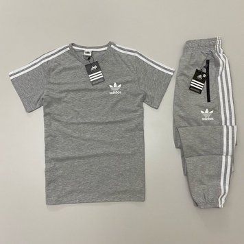 Чоловічий набір: футболка-штани Adidas сірий фото