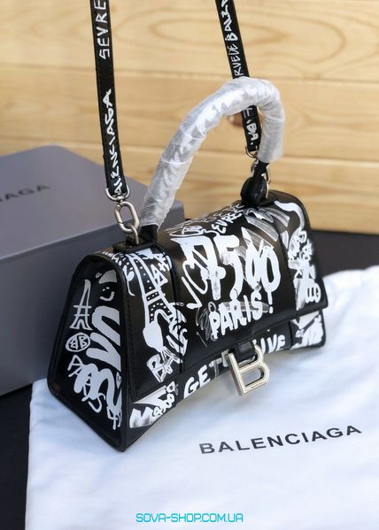 Женская кожанная чёрная сумка Balenciaga HANDBAG GRAFFITI IN BLACK фото