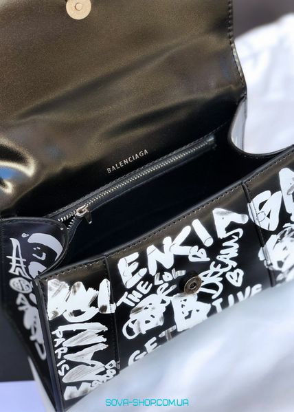Женская кожанная чёрная сумка Balenciaga HANDBAG GRAFFITI IN BLACK фото