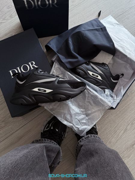 Чоловічі кросівки Dior B22 Black Calfskin Trainer Premium фото