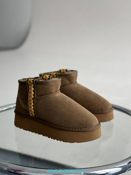 Женские зимние ботинки Ugg Ultra Mini Braid Platform Boot Olive Premium фото