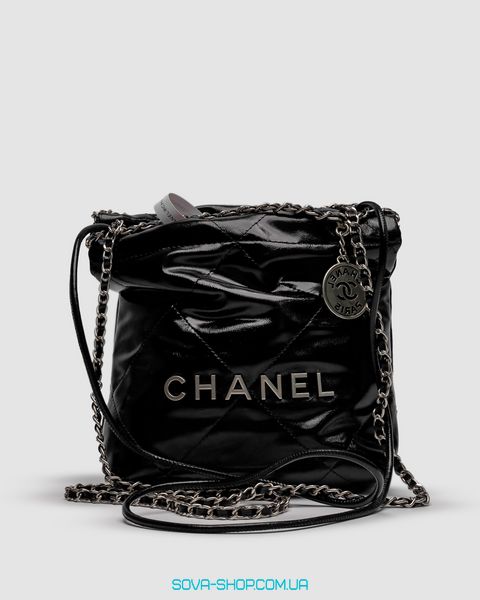 Женская сумка Chanel Black Quilted Calfskin Mini 22 Bag Silver Hardware Premium фото