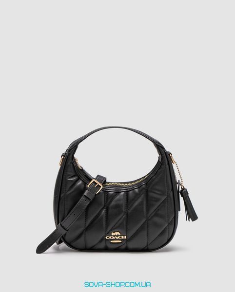 Жіноча сумка Coach Carmen Mini Crossbody Bag With Quilting Black/Gold Premium фото