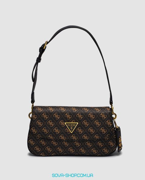 Женская сумка Guess Cordelia Shoulder Bag Brown Canvas Gold Premium фото