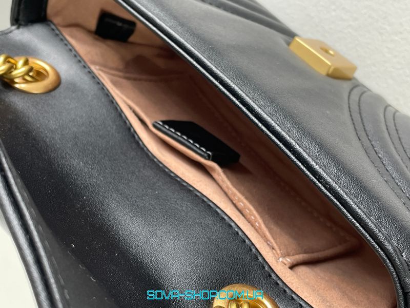 Жіноча сумка Gucci Marmont Mini Shoulder Bag, Black Gold Hardware Premium фото