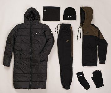 Мужской набор Nike: 6 в 1 ️Парка + Спортивный костюм + шапка + бафф + перчатки + носки фото