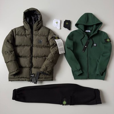 ❄️Мужской и женский набор Stone Island: 5 в 1 ☃ Куртка-зип худи-штаны-2 пары носков фото