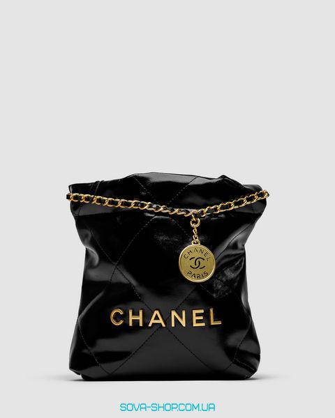 Женская сумка Chanel Black Quilted Calfskin Mini 22 Bag Gold Hardware Premium фото