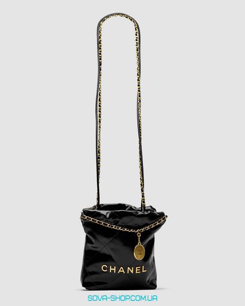 Жіноча сумка Chanel Black Quilted Calfskin Mini 22 Bag Gold Hardware Premium фото